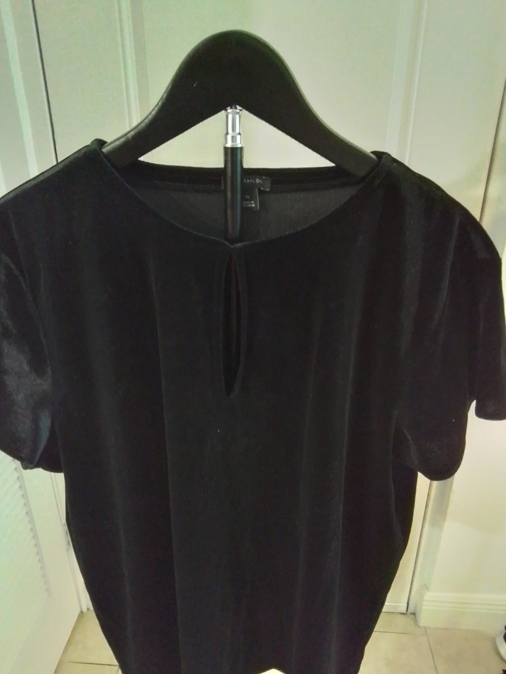 Black Velvet Short-Sleeve Top by Taylor
